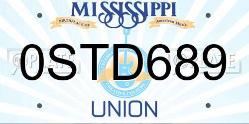 0STD689 Mississippi License Plate
