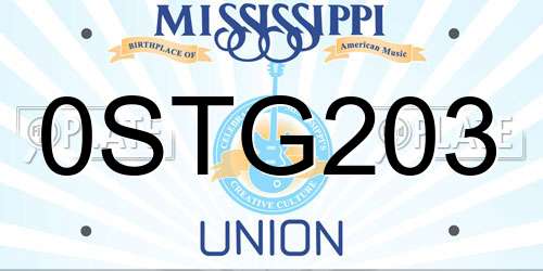 0STG203 Mississippi License Plate