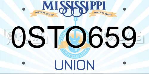 0STO659 Mississippi License Plate