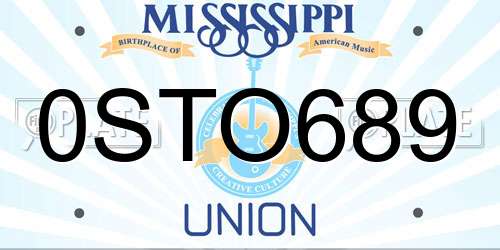 0STO689 Mississippi License Plate