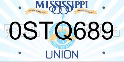 0STQ689 Mississippi License Plate