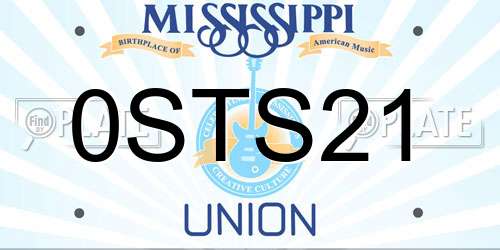 0STS21 Mississippi License Plate