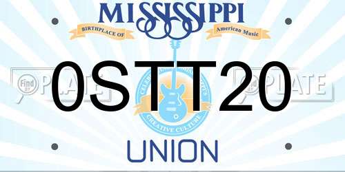 0STT20 Mississippi License Plate
