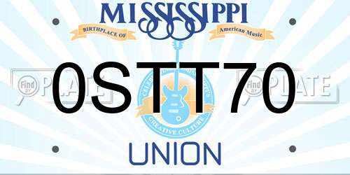 0STT70 Mississippi License Plate