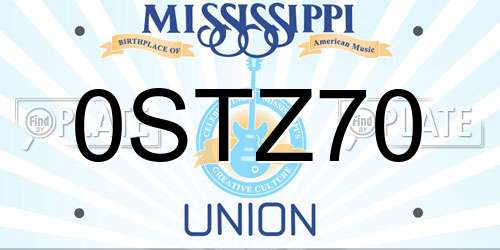 0STZ70 Mississippi License Plate