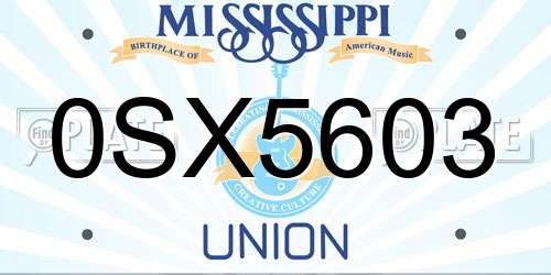 0SX5603 Mississippi License Plate