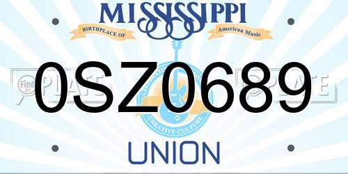 0SZ0689 Mississippi License Plate