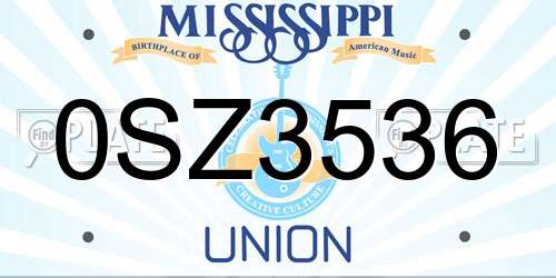 0SZ3536 Mississippi License Plate