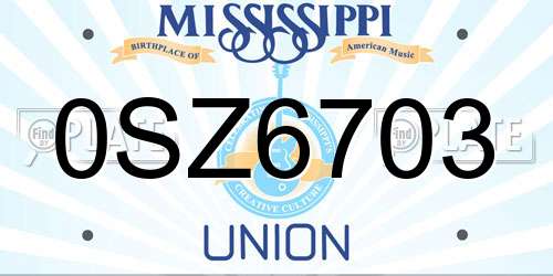 0SZ6703 Mississippi License Plate