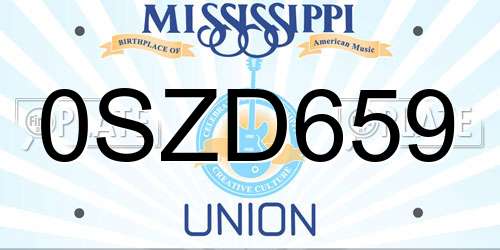 0SZD659 Mississippi License Plate