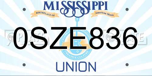 0SZE836 Mississippi License Plate