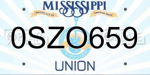 0SZO659 Mississippi License Plate