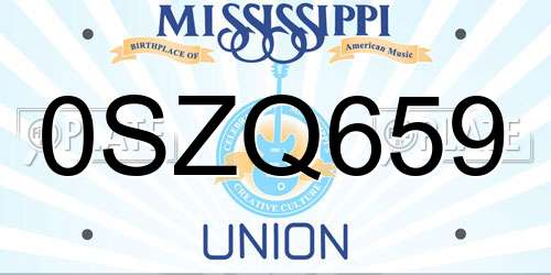 0SZQ659 Mississippi License Plate