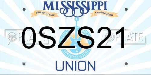 0SZS21 Mississippi License Plate
