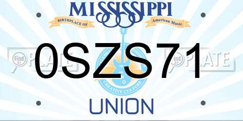 0SZS71 Mississippi License Plate