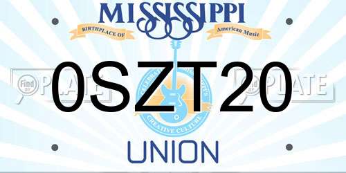 0SZT20 Mississippi License Plate