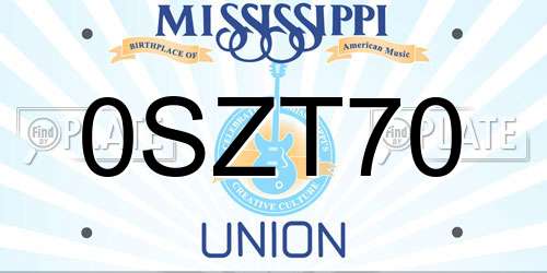 0SZT70 Mississippi License Plate