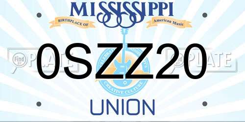 0SZZ20 Mississippi License Plate