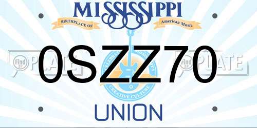 0SZZ70 Mississippi License Plate