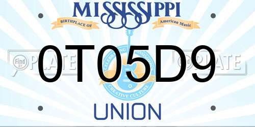 0T05D9 Mississippi License Plate