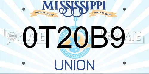 0T20B9 Mississippi License Plate