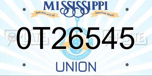 0T26545 Mississippi License Plate