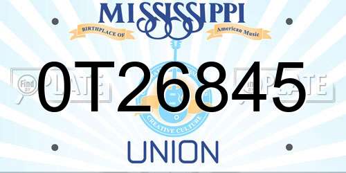 0T26845 Mississippi License Plate