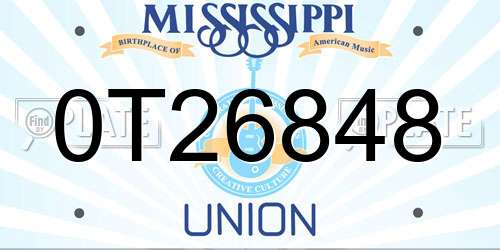 0T26848 Mississippi License Plate