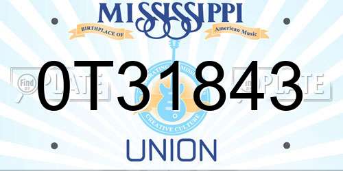0T31843 Mississippi License Plate