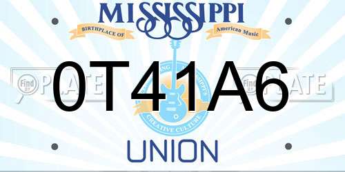 0T41A6 Mississippi License Plate