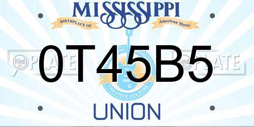 0T45B5 Mississippi License Plate