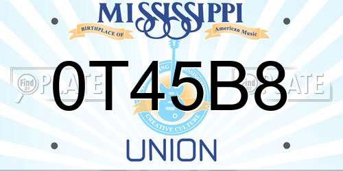 0T45B8 Mississippi License Plate