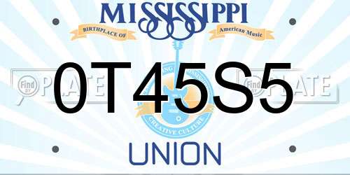 0T45S5 Mississippi License Plate