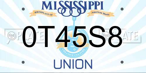 0T45S8 Mississippi License Plate