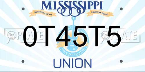 0T45T5 Mississippi License Plate