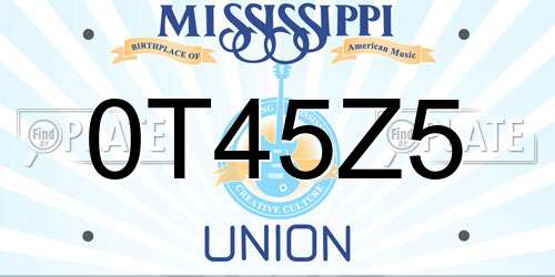 0T45Z5 Mississippi License Plate