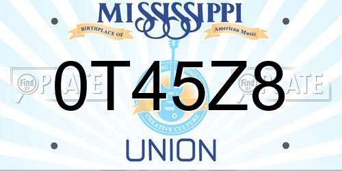 0T45Z8 Mississippi License Plate