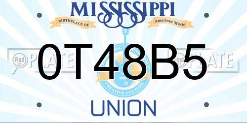 0T48B5 Mississippi License Plate