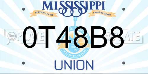 0T48B8 Mississippi License Plate