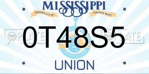 0T48S5 Mississippi License Plate