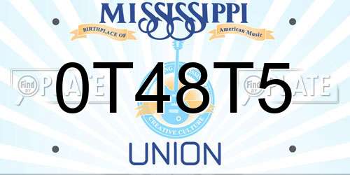 0T48T5 Mississippi License Plate