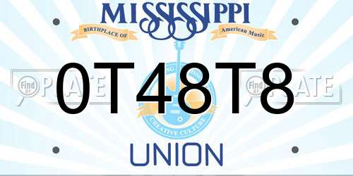 0T48T8 Mississippi License Plate