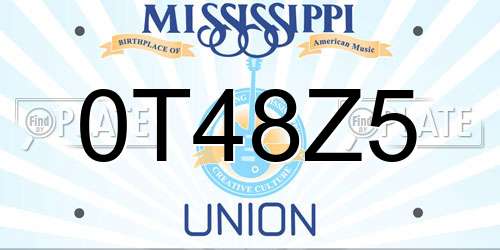 0T48Z5 Mississippi License Plate