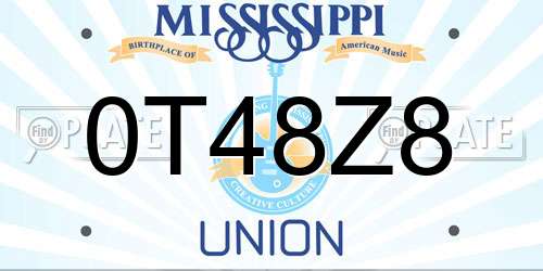 0T48Z8 Mississippi License Plate