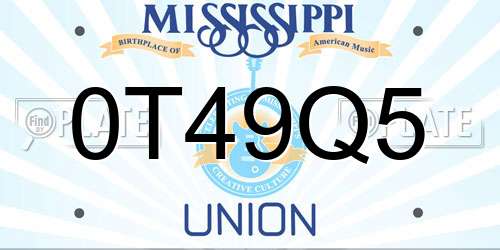 0T49Q5 Mississippi License Plate