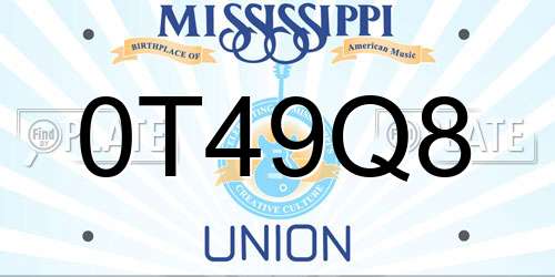 0T49Q8 Mississippi License Plate