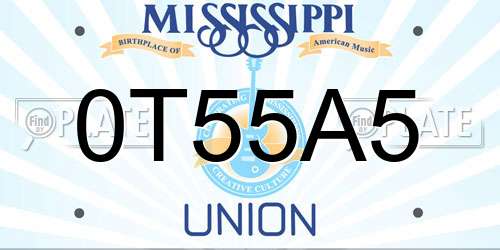 0T55A5 Mississippi License Plate