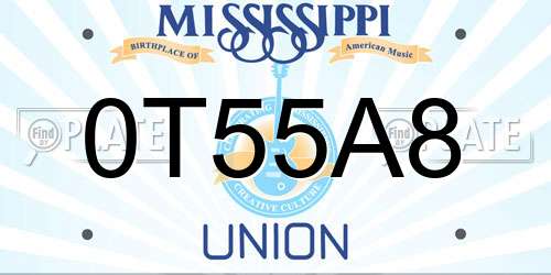 0T55A8 Mississippi License Plate