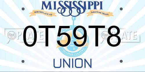 0T59T8 Mississippi License Plate