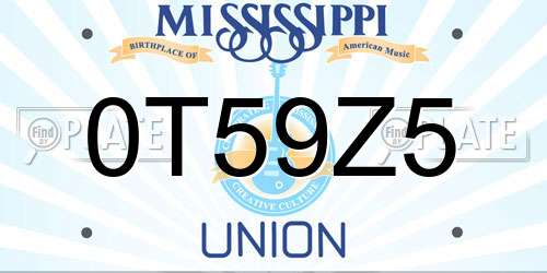 0T59Z5 Mississippi License Plate